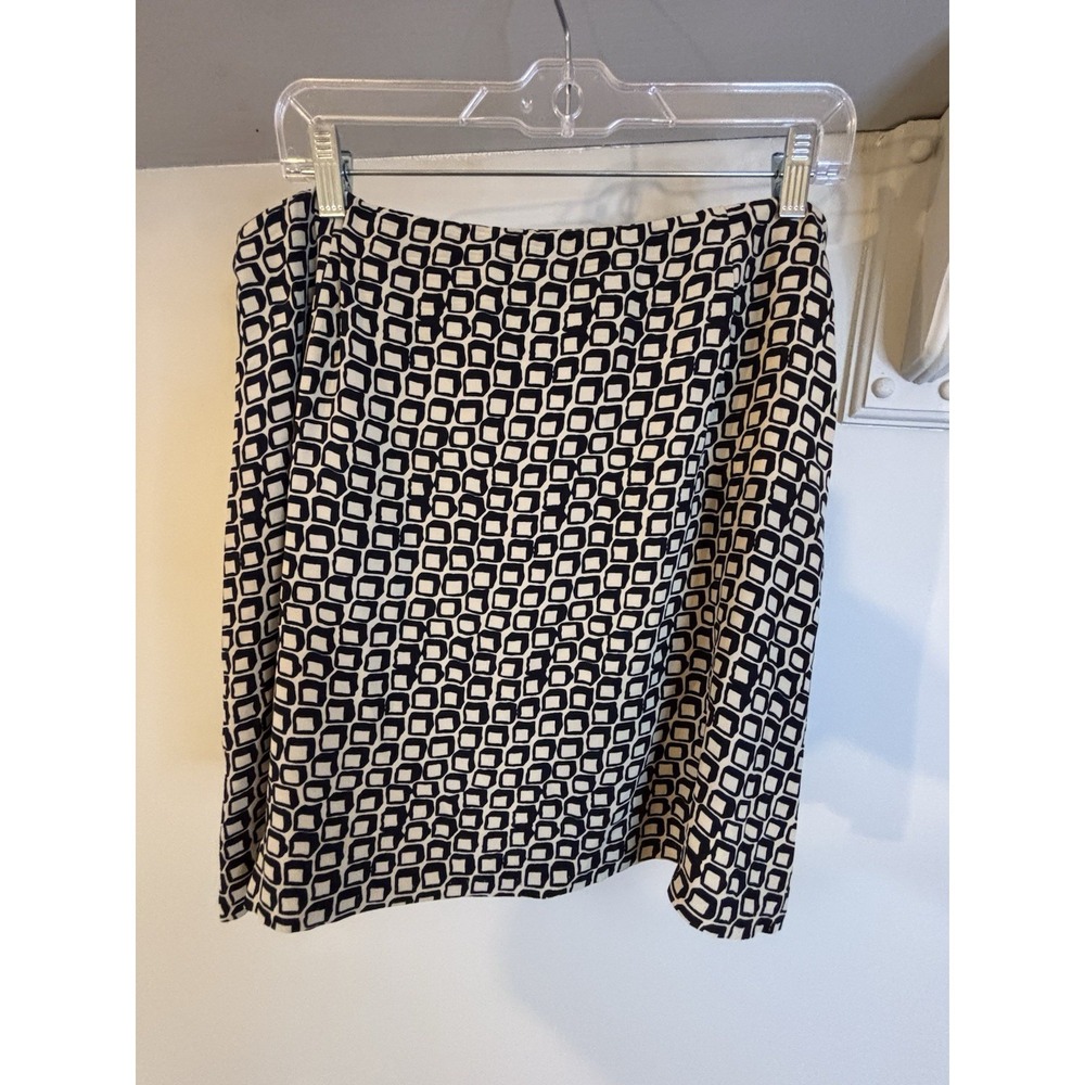 VTG BANANA REPUBLIC Beige & Black Cube Print Mini Skirt 14 Abstract 90's